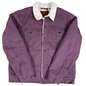 Levi's Denim Trucker Jacket Faux Shearling Mens M Huckleberry Button Down Pocket